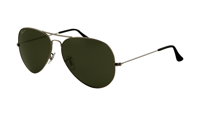 Ray Ban RB3025 Aviator Sunglasses Gunmetal Frame Crystal Green L