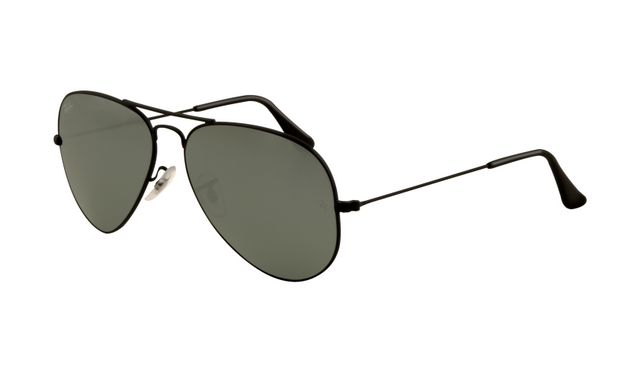 Ray Ban RB3025 Aviator Sunglasses Black Frame Green Crystal Grey