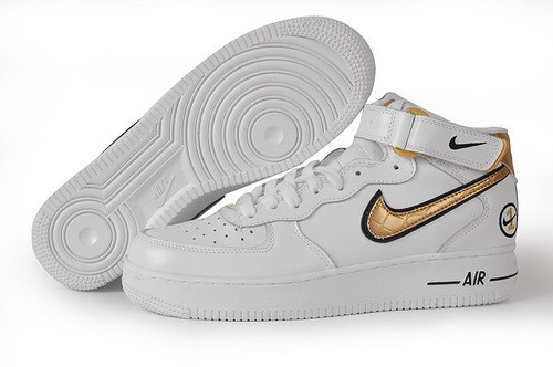 Men's Nike Air force 1 High Shoes White/Gold