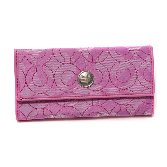 Coach Logo Signature Large Pink Wallets DTY