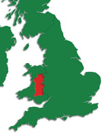 Map of UK showing position of Powys