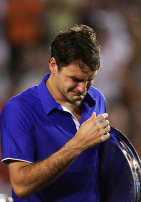 An emotional Roger Federer after his loss