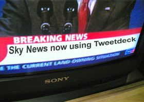 Sky News reporters are all using Tweetdeck for Twitter