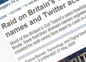 Britains Got Talent - particularly among cybersquatters