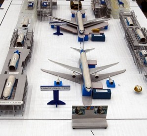 A scale model of the new 767 assembly line.