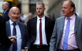 Ben Stokes arrives at Bristol Crown Court on Wednesday with his agent, Neil Fairbrother, left